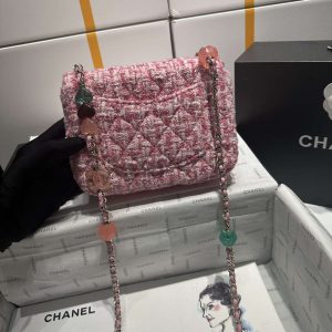 chanel as3782 mini flap bag 23p woolen enamel gold tone metal pink 16cm 007 luxibags.ru .jpg