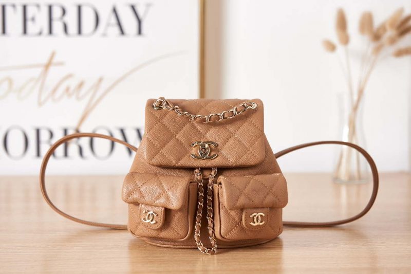 chanel as3787 small backpack grained shiny calfskin gold tone metal brown 001 luxibags.ru .jpg