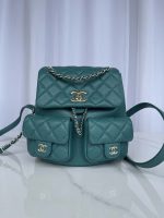 chanel as3787 small backpack grained shiny calfskin gold tone metal dark green 001 luxibags.ru .jpg