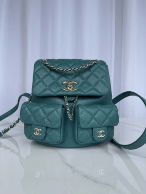 chanel as3787 small backpack grained shiny calfskin gold tone metal dark green 001 luxibags.ru .jpg