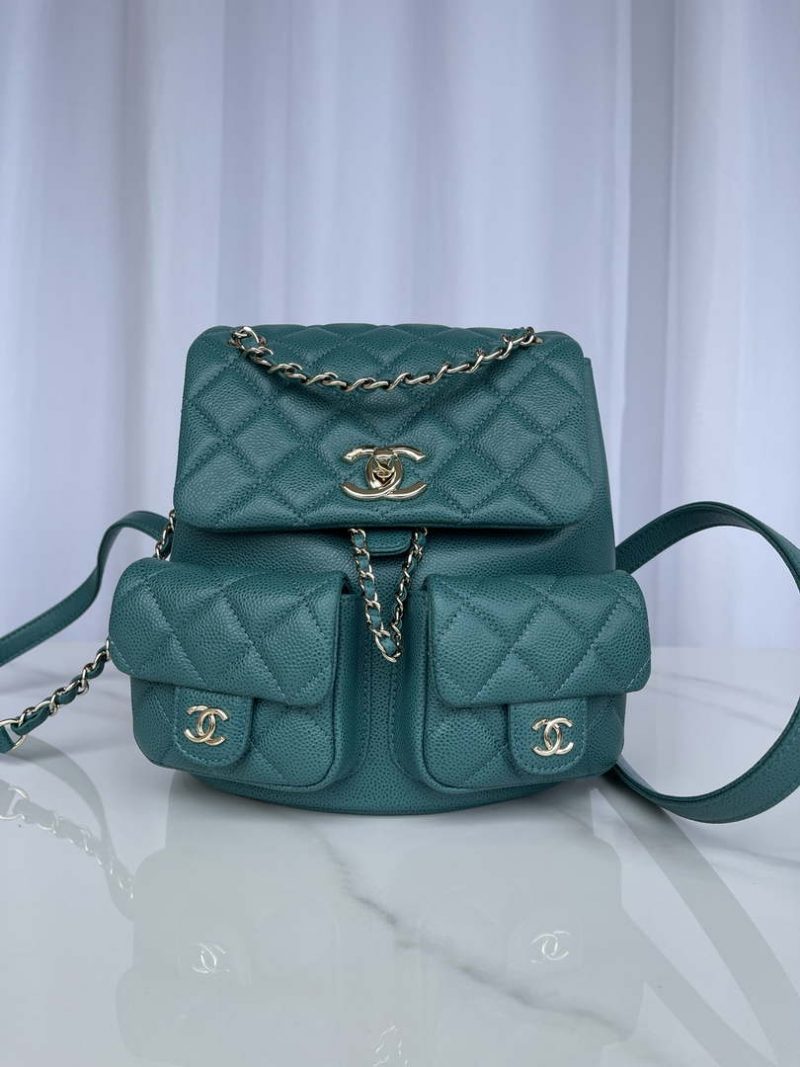 chanel as3787 small backpack grained shiny calfskin gold tone metal dark green 001 luxibags.ru .jpg
