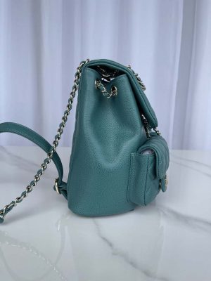 chanel as3787 small backpack grained shiny calfskin gold tone metal dark green 002 luxibags.ru .jpg