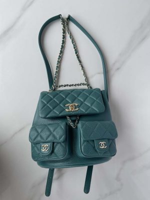 chanel as3787 small backpack grained shiny calfskin gold tone metal dark green 005 luxibags.ru .jpg