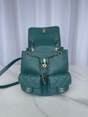 chanel as3787 small backpack grained shiny calfskin gold tone metal dark green 006 luxibags.ru .jpg