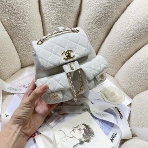 chanel as3787 small backpack grained shiny calfskin gold tone metal white 002 luxibags.ru .jpg