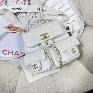 chanel as3787 small backpack grained shiny calfskin gold tone metal white 004 luxibags.ru .jpg