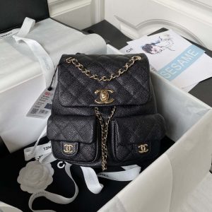chanel as3860 backpack grained shiny calfskin gold tone metal black 001 luxibags.ru .jpg