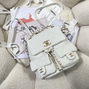 chanel as3860 backpack grained shiny calfskin gold tone metal white 004 luxibags.ru .jpg