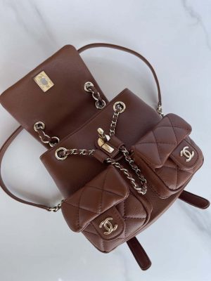 chanel as3860 backpack shiny lambskin gold brown 007 luxibags.ru .jpg