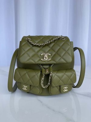 chanel as3860 backpack shiny lambskin gold dark green 001 luxibags.ru .jpg