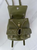 chanel as3860 backpack shiny lambskin gold dark green 007 luxibags.ru .jpg