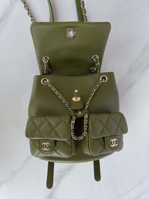 chanel as3860 backpack shiny lambskin gold dark green 007 luxibags.ru .jpg