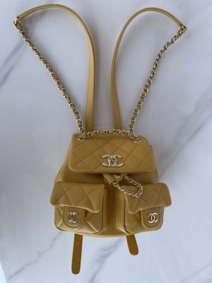 chanel as3860 backpack shiny lambskin gold yellow 007 luxibags.ru .jpg