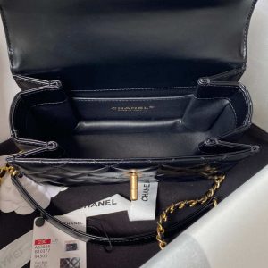 chanel as3886 mini flap bag with top handle shiny calfskin black gold 007 luxibags.ru .jpg