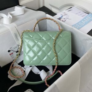 chanel as3886 mini flap bag with top handle shiny calfskin green gold 002 luxibags.ru .jpg