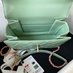 chanel as3886 mini flap bag with top handle shiny calfskin green gold 007 luxibags.ru .jpg