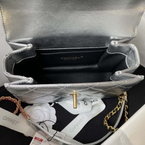 chanel as3886 mini flap bag with top handle shiny silver calfskin gold 007 luxibags.ru .jpg