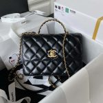 chanel as3908 cc small flap bag with top handle shiny calfskin black gold 001 luxibags.ru .jpg