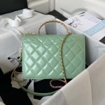 chanel as3908 cc small flap bag with top handle shiny calfskin green gold 002 luxibags.ru .jpg