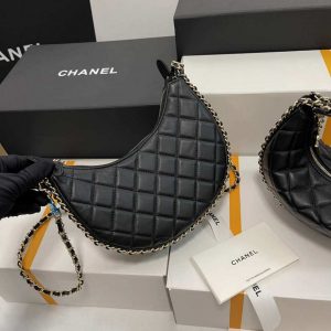 chanel as3917 small hobo bag lambskin shiny light gold metal black 008 luxibags.ru .jpg