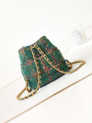 chanel as3947 small backpack wool tweed lambski gold tone metal green 003 luxibags.ru 1.jpg