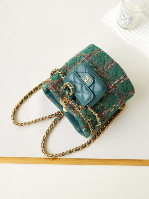 chanel as3947 small backpack wool tweed lambski gold tone metal green 008 luxibags.ru 1.jpg