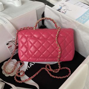 chanel as3970 flap bag with top handle lambskin gold tone metal rose red 002 luxibags.ru .jpg