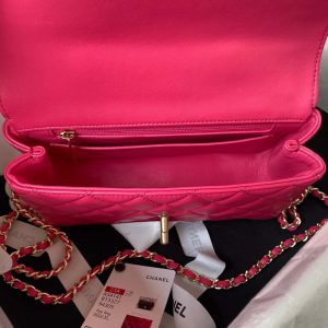 chanel as3970 flap bag with top handle lambskin gold tone metal rose red 007 luxibags.ru .jpg