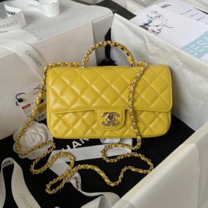 chanel as3970 flap bag with top handle lambskin gold tone metal yellow 001 luxibags.ru .jpg