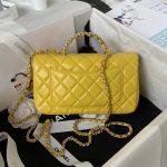 chanel as3970 flap bag with top handle lambskin gold tone metal yellow 002 luxibags.ru .jpg