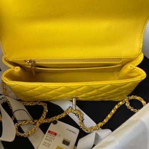 chanel as3970 flap bag with top handle lambskin gold tone metal yellow 007 luxibags.ru .jpg