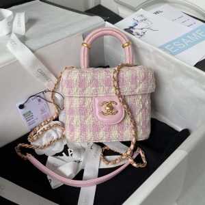 chanel as3973 small vanity case tweed lambskin gold metal pink ecru 001 luxibags.ru .jpg