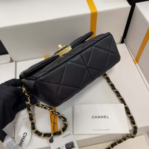chanel as3979 mini flap bag lambskin plexi gold tone meta black 007 luxibags.ru .jpg