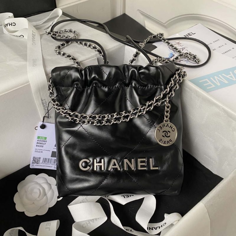 chanel as3980 22 mini handbag shiny calfskin silver tone metal black 001 luxibags.ru .jpg