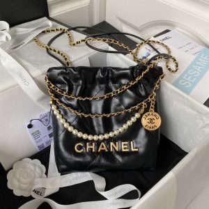 chanel as3980 22 mini handbag shiny crumpled calfskin gold tone metal black 001 luxibags.ru .jpg