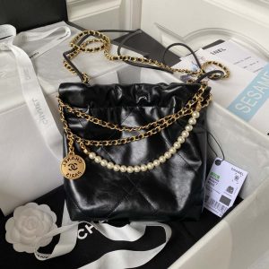 chanel as3980 22 mini handbag shiny crumpled calfskin gold tone metal black 002 luxibags.ru .jpg