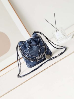 chanel as3980 22 mini handbag silver tone metal canvas blue denim 01 luxibags.ru .jpg