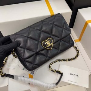 chanel as3986 small flap bag lambskin plexi gold tone metal black 002 luxibags.ru .jpg