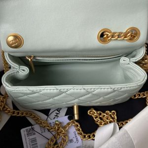 chanel as4040 mini flap classic bag 18 woc camellia lambskin green gray 007 luxibags.ru .jpg