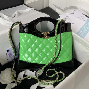 chanel as4133 mini bi color chain patent leather bag green 001 luxibags.ru .jpg