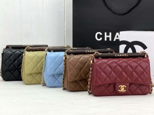 chanel as4151 small flap bag with top handle lambskin wenge wood matche green 010 luxibags.ru .jpg