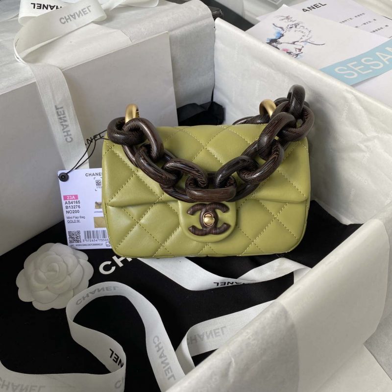 chanel as4165 mini flap bag lambskin wenge wood gold tone metal lemon green 001 luxibags.ru .jpg