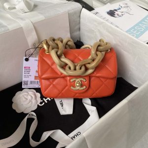 chanel as4165 mini flap bag lambskin wenge wood gold tone metal orange 001 luxibags.ru .jpg