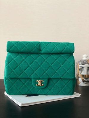 chanel as4199 clutch wool jersey gold tone metal dark green 01 luxibags.ru .jpg