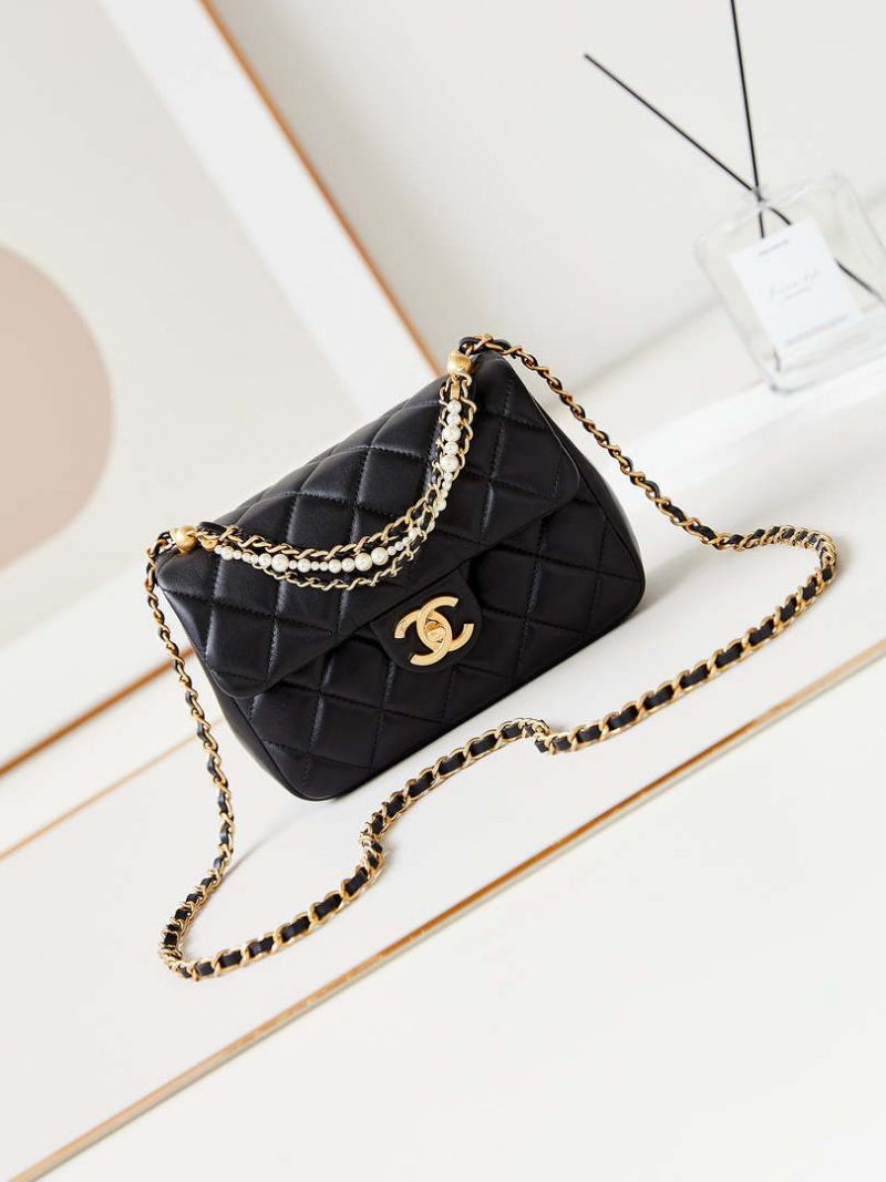 chanel as4384 mini flap bag pearly lambskin imitation pearls gold tone metal black 01 luxibags.ru .jpg