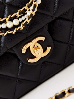 chanel as4384 mini flap bag pearly lambskin imitation pearls gold tone metal black 02 luxibags.ru .jpg