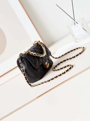 chanel as4385 mini flap bag pearly lambskin imitation pearls gold tone metal black 05 luxibags.ru .jpg