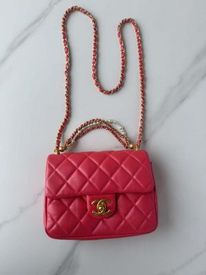 chanel as4385 mini flap bag pearly lambskin imitation pearls gold tone metal red 06 luxibags.ru .jpg