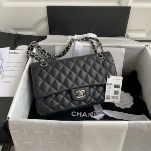 chanel flap classic bag grained shiny calfskin black a01112 silver seamless edge 001 luxibags.ru .jpg