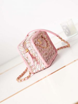 chanel small camera case lambskin viscose weaving gold tone metal pink white 003 luxibags.ru .jpg